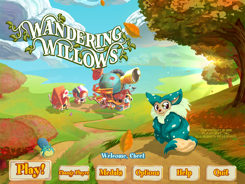 a screenshot of wandering willows' title screen